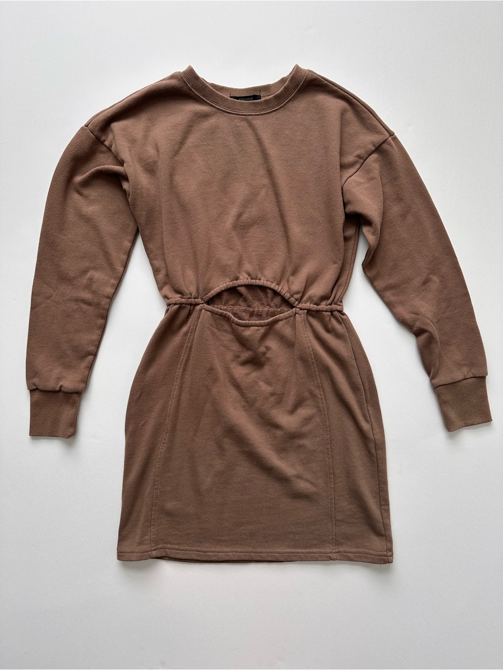 Forever 21 Brown Long Sleeve Cinch-Waist Sweatshirt Dress